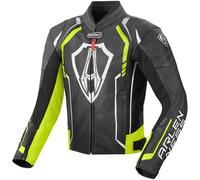 Arlen Ness Track Veste en cuir de moto, noir-jaune, taille 48 pour homme