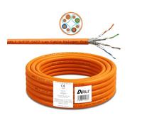 arli Câble réseau Cat 7 Câble de pose Cat. 7 LAN sans halogène Câble d'installation réseau SFTP S/FTP CAT7 PIMF Câble Câblage Câble de données CAT7 AWG23/1 orange blindage cuivre Gigabit Ethernet 25m