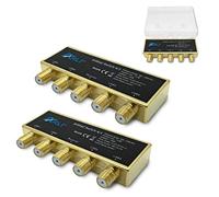 ARLI Lot de 2 interrupteurs HD DiseqC 2 x 4/1 plaqué or Protection contre les intempéries 4 x SAT LNB 3D 4K UHD Répartiteur Or 4 x 1 4 1