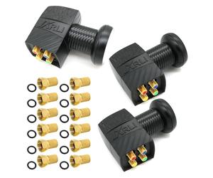 ARLI Lot de 3 LNB Quad universels 0,1 dB - 4 participants avec protection contre les intempéries + 12 fiches F plaquées or 40 mm, HDTV 4K 8K DVB-S2