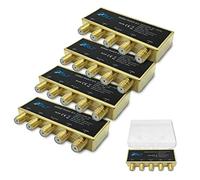 ARLI Lot de 4 interrupteurs HD DiseqC 4 x 4/1 plaqué or Protection contre les intempéries 4 x SAT LNB 3D 4K UHD Répartiteur Or 4 x 1 4 1
