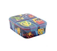 arlis Boîte à goûter Avengers avec 3 compartiments en plastique avec fermoirs à clips, boîte à déjeuner pour enfants (Boîte à goûter Avengers)