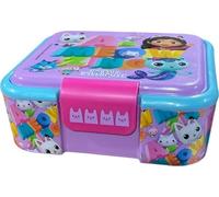 arlis Boîte à goûter Gabby's dollhouse avec 3 compartiments en plastique avec fermoirs à clip, boîte à déjeuner pour enfants (boîte à goûter Gabby's dollhouse)