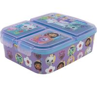 Boîte à goûter Gabby's dollhouse avec 3 compartiments en plastique avec fermoirs à clips, boîte à déjeuner pour enfants (Boîte à goûter Gabby's dollhouse)