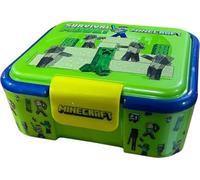 arlis Boîte à goûter Minecraft avec 3 compartiments en plastique avec fermoirs à clip, boîte à déjeuner pour enfants (Boîte à goûter Minecraft)