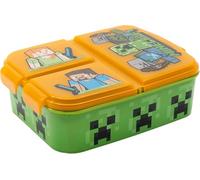 arlis Boîte à goûter Minecraft avec 3 compartiments en plastique avec fermoirs à clips, boîte à déjeuner pour enfants (Boîte à goûter Minecraft)