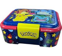 arlis Boîte à goûter Pokémon avec 3 compartiments en plastique avec fermoirs à clip, boîte à déjeuner pour enfants (Boîte à goûter Pokémon)