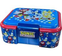 arlis Boîte à goûter Sonic avec 3 compartiments en plastique avec fermoirs à clip, boîte à déjeuner pour enfants (Boîte à goûter Sonic)