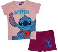 arlis Ensemble T-Shirt avec Short Stitch Disney l'image est imprimée à l'avant Col Rond. Matière: 100% Coton (Ensemble T-shirt Stitch Violet, 4 Ans - 104 Cm)