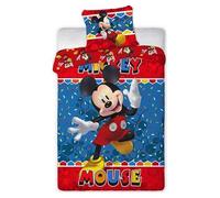 arlis Parure de Couette Mickey Disney - 1 Housse de Couette 140x200 + 1 taie 63x63cm (Parure de lit Mickey - D)