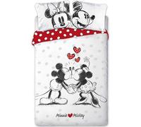arlis Parure de Couette Mickey et Minnie Disney - 1 Housse de Couette 140x200 + 1 taie d'oreiller (Parure de lit Mickey et Minnie)