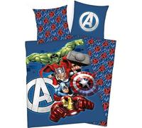arlis Parure de lit Avengers ou Housse De Couette Avengers Marvel 140 X 200 Cm avec taie d'oreille 63 X 63 Cm (Parure Avengers - 1) Lit d’enfant