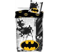 arlis Parure de lit Batman en Coton, Housse de Couette Réversible 140x200 cm, Taie d'oreiller 63x63 cm, 100% Coton (Parure Batman, 140x200)