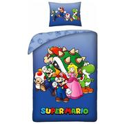 arlis Parure de Lit Mario, Housse de Couette Réversible 140x200 cm, Taie d'oreiller 65x65 cm (Parure Housse de Couette Super Mario - A)