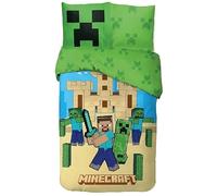 arlis Parure de Lit Minecraft, Housse de Couette Réversible 140x200 cm, Taie d'oreiller 63x63 cm, 100% Coton (Parure de lit Minecarft, 140 X 200 Cm)