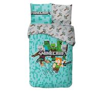 arlis Parure de Lit Minecraft pour Enfant, Housse de Couette Réversible 140x200 cm, Taie d'oreiller 63x63 cm, 100% Coton (Parure de lit Minecraft, 140 X 200 Cm)