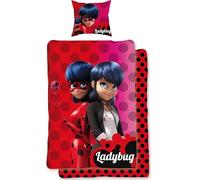 arlis Parure de lit Miraculous en Coton, Housse de Couette Réversible 140x200 cm, Taie d'oreiller 63x63 cm, 100% Coton (Parure Miraculous, 140x200)