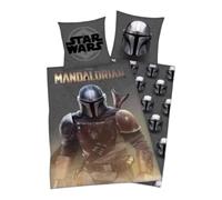 arlis Parure de Lit Star Wars, Housse de Couette Licence Réversible avec Taie d'oreiller, 2 Pièces (140x200 cm + 63x63 cm), 1 Personne (Parure Mandalorian)