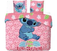 Parure de Lit Stitch 2 Personnes, Housse de Couette Réversible 240x220 cm, 2 Taies d'oreiller 65x65 cm, 100% Coton (Parure de lit Stitch 2 Perssonnes, 240 X 220 Cm)
