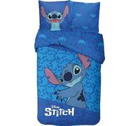 Disney Parure de lit Stitch – Housse de couette réversible 140x200 cm, Taie 63x63, 100% coton