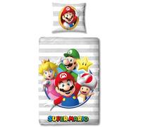 Parure de Lit Super Mario, Housse de Couette Réversible 140x200 cm, Taie d'oreiller 65x65 cm (Parure de lit Super Mario)