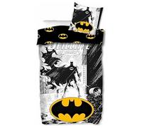 arlis Parure Housse de Couette Batman - 1 Housse de Couette + 1 taie d'oreiller - 100% Coton (Parure de lit Batman, 140 X 200 Cm)