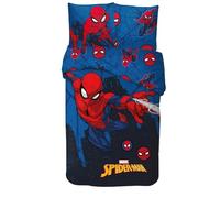 arlis Parure Housse de Couette en Spiderman - 1 Housse de Couette + 1 taie d'oreiller - 100% Coton (Parure de lit Spiderman, 140 X 200 Cm)
