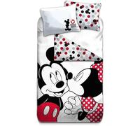 arlis Parure Housse de Couette Minnie and Mickey Disney - 1 Housse de Couette + 1 taie d'oreiller - 100% Coton (140 X 200 cm, Parure de lit Mickey et Minnie)