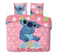 Parure Housse de Couette Stitch en Coton 2 Personnes, Parure de lit Stitch Réversible 240x220 cm, 2 Taies d'oreiller 65x65 cm, 100% Coton (Parure de lit 2 Personnes, 240 X 220 Cm)