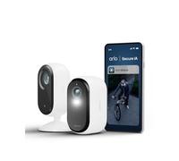 Arlo Essential 2 2K et Essential Indoor 2K, Caméra de Surveillance WiFi Extérieure sans Fill, Vision Nocturne Couleur, Sirène et Audio Bidirectionnel, Essai Secure Inclus, 1 Caméra Blanc