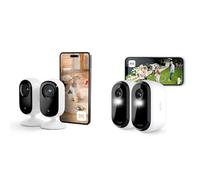 Arlo Essential 2 Indoor 2K, Caméra de Surveillance WiFi Intérieure pour Animaux de Compagnie, Vision Nocturne, Essai Secure Inclus, 2 Caméra Blanc + 2 Caméras Essential 2 HD Blanc