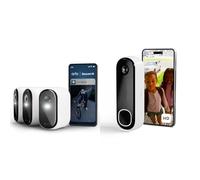 Arlo Essential 3 2K XL et Sonnette, Caméra de Surveillance WiFi Extérieure sans Fil, Autonomie de 24 Mois, Vision Nocturne Couleur, Essai Secure Inclus, 4 Caméras Blanc