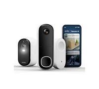 Arlo Essential 3 2K XL et Sonnette HD + Chime, Caméra de Surveillance WiFi Extérieure sans Fil, Autonomie de 24 Mois, Vision Nocturne Couleur, Audio Bidirectionnel, Essai Secure Inclus, 2 Caméra Blanc