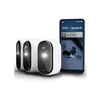 Arlo Essential 3 HD, Caméra de Surveillance WiFi Extérieure sans Fil, Autonomie de 6 Mois, Vision Nocturne Couleur, Éclairage, Sirène et Audio Bidirectionnel, Essai Secure Inclus, 3 Caméras Blanc