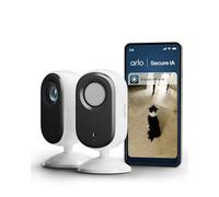 Arlo Essential 3 Indoor FHD, Caméra de Surveillance WiFi Intérieure pour Animaux de Compagnie, Vision Nocturne, Audio bidirectionnel, avec obturateur d'objetif, Essai Secure Inclus, 2 Caméra Blanc