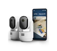 Arlo Essential 3 Indoor HD Pan-Tilt-Zoom, Caméra de Surveillance WiFi Intérieure, Vision Nocturne, Audio bidirectionnel, avec obturateur d'objetif, Essai Secure Inclus, 2 Caméra Blanc