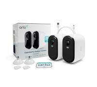 Arlo Essential 2 HD XL, Caméra de Surveillance WiFi Extérieure Sans Fil, Autonomie de 24 mois, Vision Nocturne Couleur, Sirène et Audio Bidirectionnel, Essai Arlo Secure Inclus, 2 Caméras Blanc