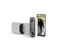 ARLO Floodlight 1 2K et Sonnette, Caméra de Surveillance WiFi Extérieure sans Fil, Puissant projecteur de 3000 lumens , Détection par IA, Compatible avec Alexa, Essai Secure Inclus, 2 Caméra Noir