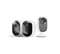 Arlo Pro 5 2K + Essential 2 Indoor 2K, Caméra de Surveillance WiFi Extérieure sans Fil,Batterie Rechargeable Longue durée, Vision Nocturne Couleur Avancée, Essai Secure Inclus, 2 Caméras Blanc