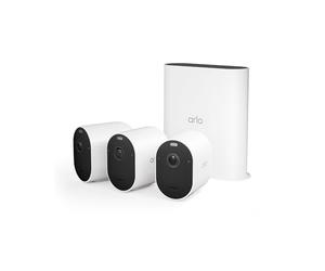 Arlo Pro 5 Camera Surveillance WiFi Exterieure Sans Fil + Smart Hub, 160° Vision Nocturne Couleur Avancée 2K HDR, Sirène, Détection De Mouvement, Inclus 90 Jrs Arlo Secure, Kit de 3 Caméras, Blanc