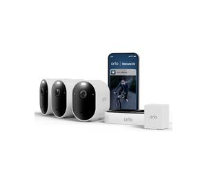 Arlo Pro 6 2K et Chargeur et Batterie, Caméra de Surveillance WiFi Extérieure sans Fil, Détection par IA, Vision Nocturne Couleur, Compatible avec Alexa, Essai Secure Inclus, 3 Caméras