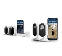 Arlo Pro 6 et Indoor, Caméra de Surveillance WiFi Extérieure sans Fil 2K + HDR, Détection IA, Compatible avec Alexa, Essai Secure Inclus, 4 Caméras + Batterie supplémentaire et Chargeur Double