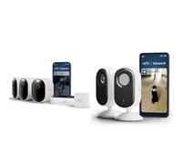 Arlo Pro 6 et Indoor, Caméra de Surveillance WiFi Extérieure sans Fil 2K + HDR, Détection IA, Compatible avec Alexa, Essai Secure Inclus, 5 Caméras + Batterie supplémentaire et Chargeur Double