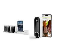 Arlo Pro 6 et Sonnette, Caméra de Surveillance WiFi Extérieure sans Fil 2K + HDR, Détection IA, Compatible avec Alexa, Essai Secure Inclus, 5 Caméras + Batterie supplémentaire et Chargeur Double