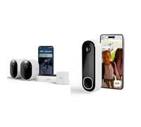 Arlo Pro 6 et Sonnette, Caméra de Surveillance WiFi Extérieure sans Fil 2K + HDR, Détection IA, Compatible avec Alexa, Essai Secure Inclus, 3 Caméras + Batterie supplémentaire et Chargeur Double
