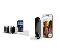 Arlo Pro 6 et Sonnette, Caméra de Surveillance WiFi Extérieure sans Fil 2K + HDR, Détection IA, Compatible avec Alexa, Essai Secure Inclus, 4 Caméras + Batterie supplémentaire et Chargeur Double