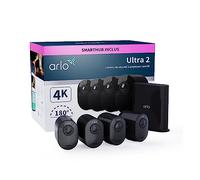 Arlo Ultra 2 4K avec Smarthub, Camera video surveillance WiFi exterieure sans fil, Vision nocturne couleur, Detecteur de mouvement, Compatible Alexa, Essai Arlo Secure inclus, 4 Caméras noir