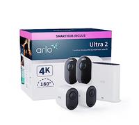 Arlo Ultra 2 4K avec Smarthub, Camera video surveillance WiFi exterieure sans fil, Vision nocturne couleur, Detecteur de mouvement, Compatible Alexa, Essai Arlo Secure inclus, 2 Caméras blanc
