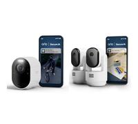 Arlo Ultra 3 et Indoor PTZ, Caméra de Surveillance WiFi Extérieure sans Fil 4K, Détection par IA, Vision Nocturne Couleur, Compatible avec Alexa, Essai Secure Inclus, 3 Caméras