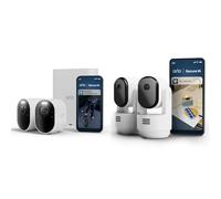 Arlo Ultra 3 et Indoor PTZ, Caméra de Surveillance WiFi Extérieure sans Fil 4K, Détection par IA, Vision Nocturne Couleur, Compatible avec Alexa, Essai Secure Inclus, 4 Caméras + Smarthub